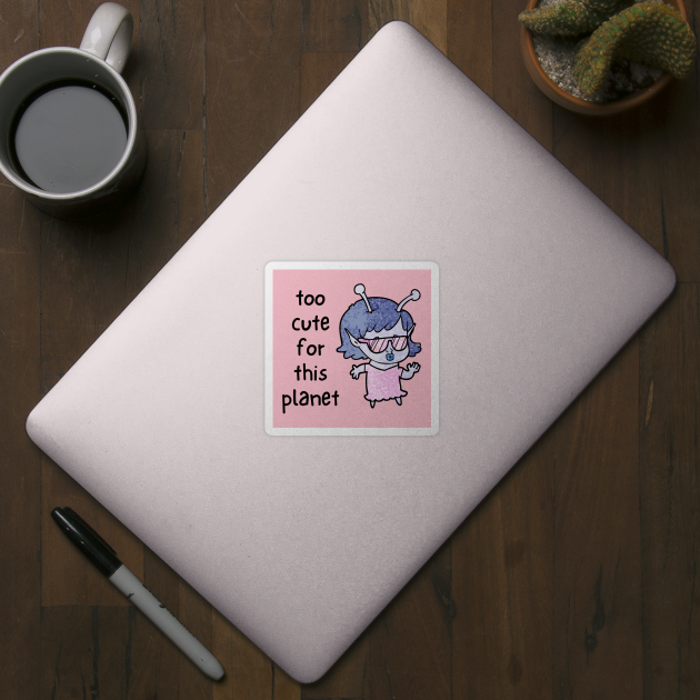 Kawaii Alien Art Too Cute for This Planet by QuirkyQuest Creations